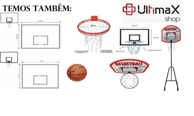 Tabela de Basquete MDF Aro e Rede Klopf 1017 Bola Mini Núm 5