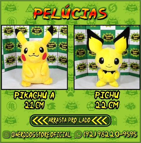 Pelúcia Pikachu Pokémon - NerdDog Store Pokemon Pokebolla Ash Raichu Pichu Yellow Nintendo - Foto 3