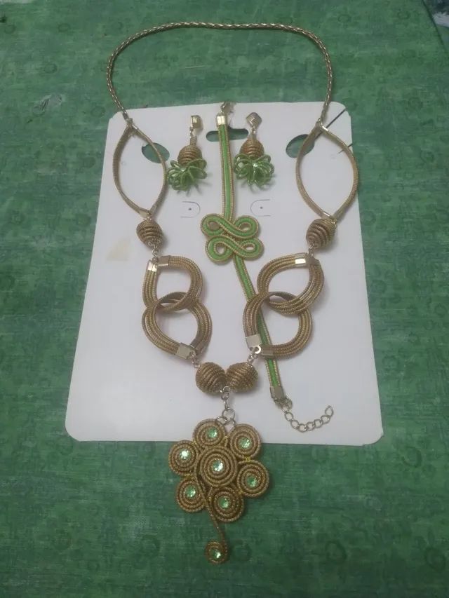 Conjunto de 3 Peças Capim Dourado 