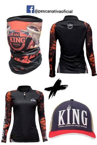 Combo completo masculino e feminino camisa proteção uv + bandana proteção uv + boné