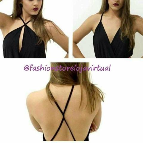 Body transpassado Bruna Marquezine tam único com bojo preto, branco e rose - Foto 3