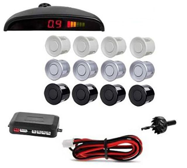 Sensor de estacionamento com 4 sensores reverso radar led e sonoro - Foto 2