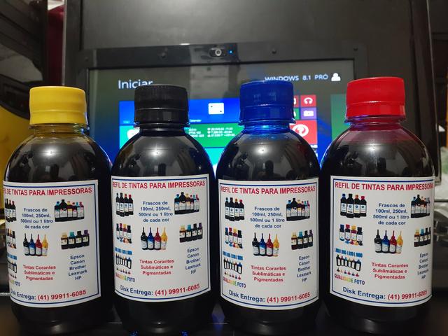 Kit 250ml refil de tinta Corante para impressoras
