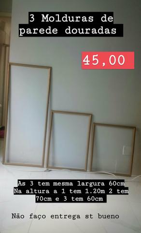 1 Jogo de 3 Molduras de Quadro de parede douradas decorativas