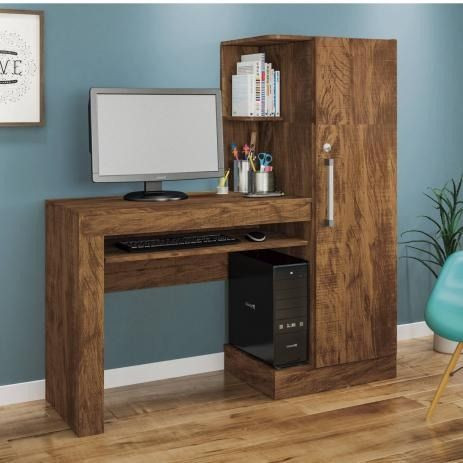 Mesa para Computador 1 Armário e Prateleira Office Valdemóveis