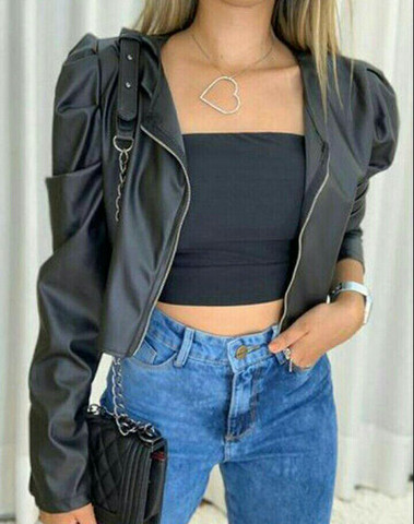 jaqueta feminina couro fake