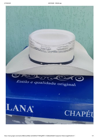 Chapéu Cowboy| marca Pralana| modelo 11544| branco| tamanho 59 (G)