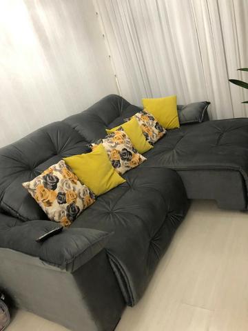 Sofa retrátil e reclinável com pillow e espuma com fibra siliconada - Foto 2