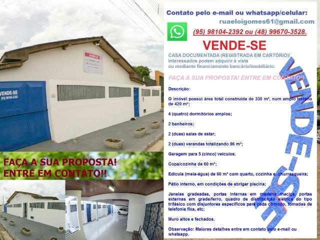 Casa ampla com 4 dormitórios - varanda - murada - gradeada - bairro São Vicente - BV/RR