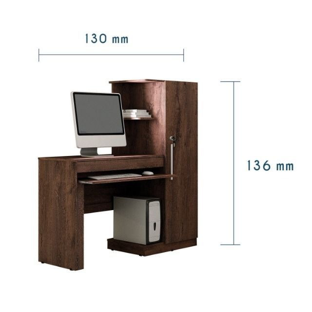 Mesa para Computador 1 Armário e Prateleira Office Valdemóveis - Foto 5