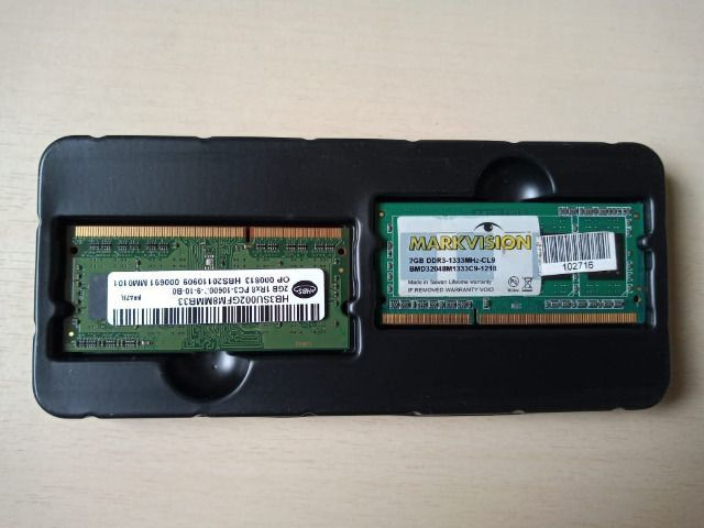 2 Memórias de Notebook DDR3 2GB 1333 mhz 10600