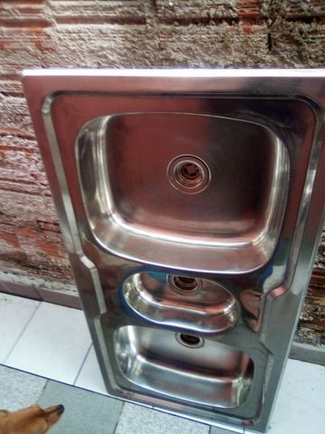 Pia inox com 3 cubas - Foto 5