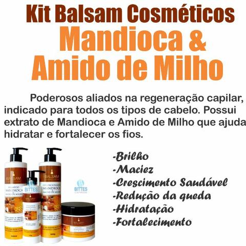 Mandioca e Amido de Milho Capilar Kit Balsam Cosméticos - Foto 3