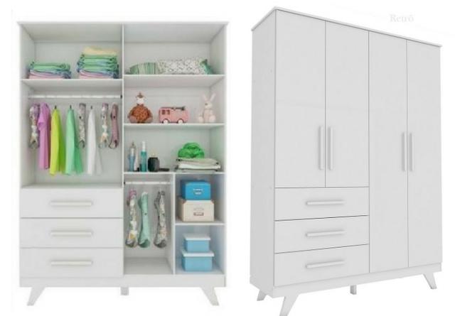 Frete Grátis* Quarto de Bebê Armário, Cômoda e Berço - Confort Retrô *NOVO - Foto 6