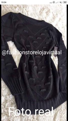 Blusa de tricot com relevo bolinha. Preto, rosa. cinza, branco. Tam único. aceito cartões - Foto 4
