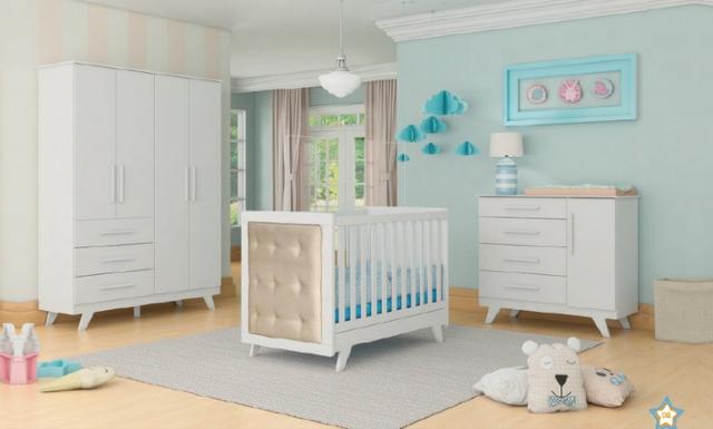 Frete Grátis* Quarto de Bebê Armário, Cômoda e Berço - Confort Retrô *NOVO