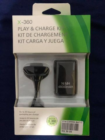 Kit Cabo e Bateria recarregável para controle de Xbox 360