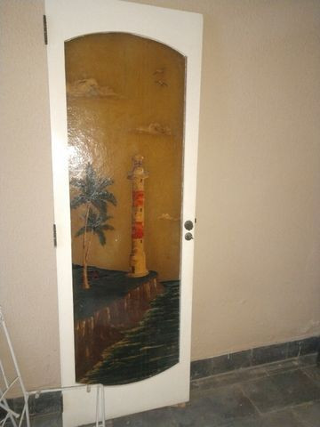 Porta de madeira com arte em fibra - Foto 2