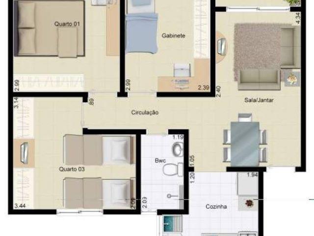//Alugo apto com 3 quartos/ Varanda/ Campos Sales - Foto 3