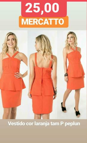 1 Vestido peplun marca MERCATTO tam P original cor laranja