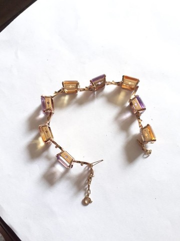 Pulseira em ouro rosado com pedra topázio e ametista  - Foto 2