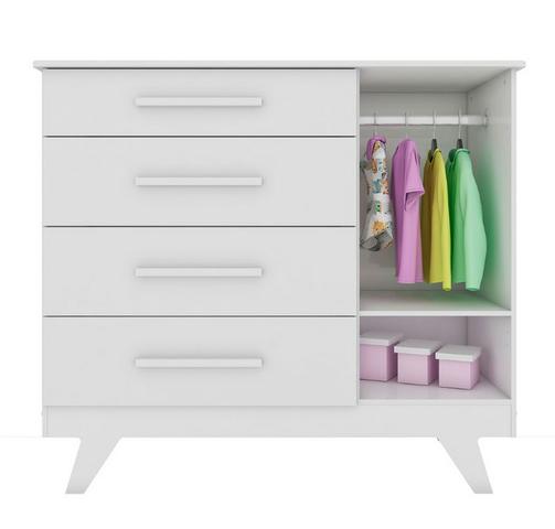 Frete Grátis* Quarto de Bebê Armário, Cômoda e Berço - Confort Retrô *NOVO - Foto 5