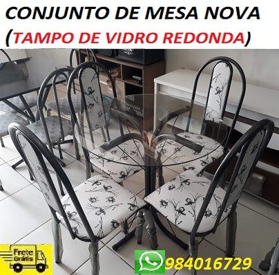 Preço Bom Demais Lindo Conjunto de Mesa Tampo de Vidro(Redondo)Nova 499,00