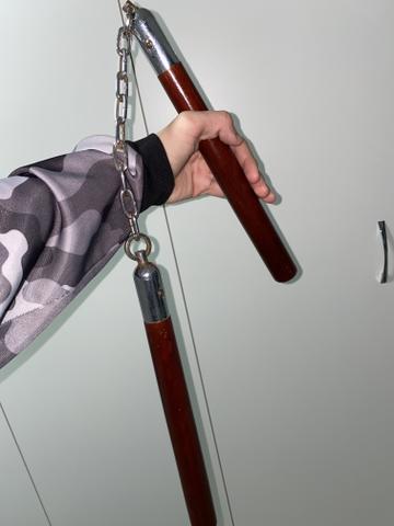 Nunchaku se madeira com corrente de ferro