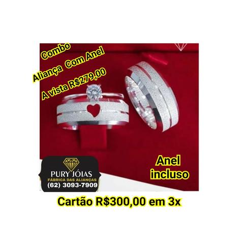 Oferta Alianças de Prata com Anel Presentei seu Amor