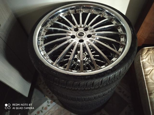 4 Rodas 20 5x100 com pneus. Novo Corolla, Bora, Polo, Fox, Golf 451, Tsuya