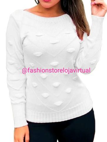 Blusa de tricot com relevo bolinha. Preto, rosa. cinza, branco. Tam único. aceito cartões - Foto 2