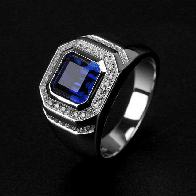 Anéis Hnsp moda azul pedra cristal masculino tam 20-21 - Foto 2