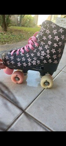 Kit patins infantil rosa e preto novo 