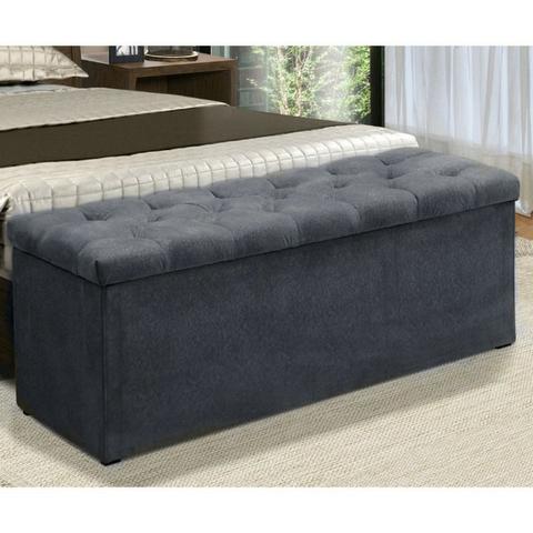 Calçadeira Baú Casal Queen 1,60m Suede Cinza