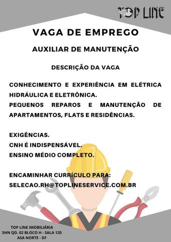 Vaga de Emprego para Auxiliar de Manutenção