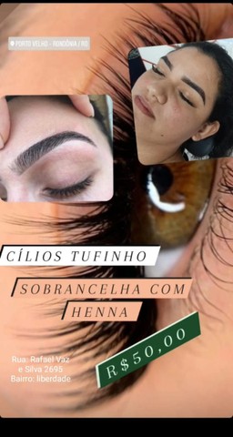 cilios tufinho + sobrancelha henna