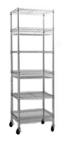 Estante De Aço Cromado 6 Prateleiras Rack Aramado C/ Rodizio
