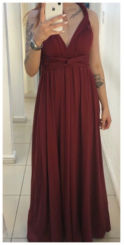 Vestido multiformas madrinha marsala