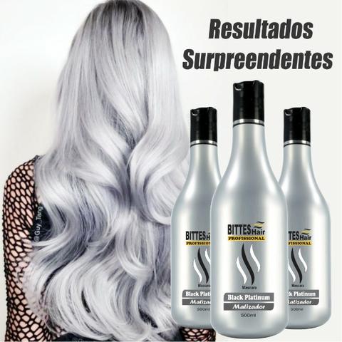 Black Platinum Matizador Bittes Hair 500 ml Cabelos Matizados e Hidratados Acinzentados - Foto 4