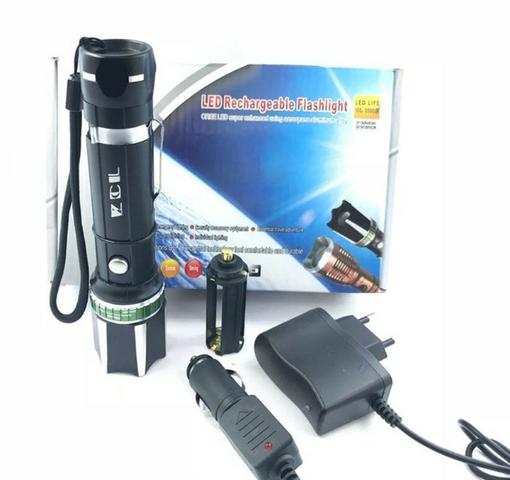Lanterna De Alumínio recarregável Led Cree Police - Com Kit Carregador - Foto 2