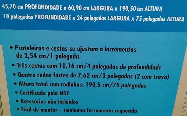 Estante De Aço Cromado 6 Prateleiras Rack Aramado C/ Rodizio - Foto 4