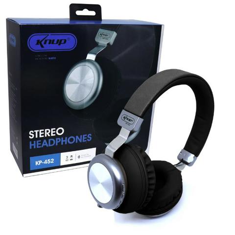Fone de Ouvido Bluetooth 5.0 KP-452 Knup Com Microfone Rádio FM Micro SD MP3 Recarregável