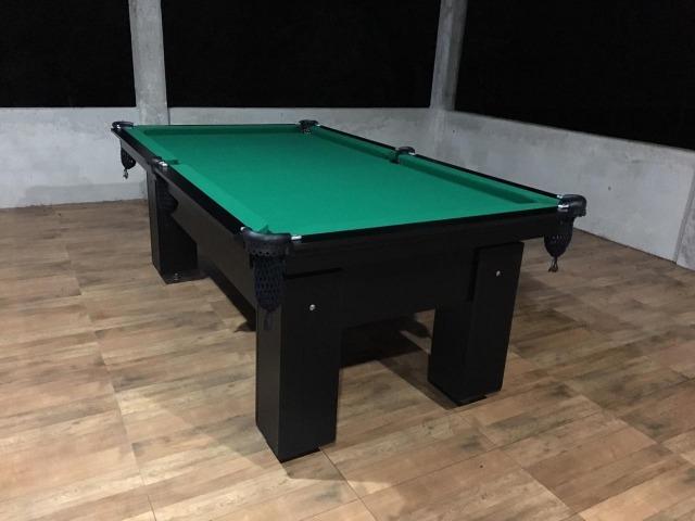 Mesa Charme de Bilhar e Jantar Cor Preta Tecido Verde Mod. MWUO27MT