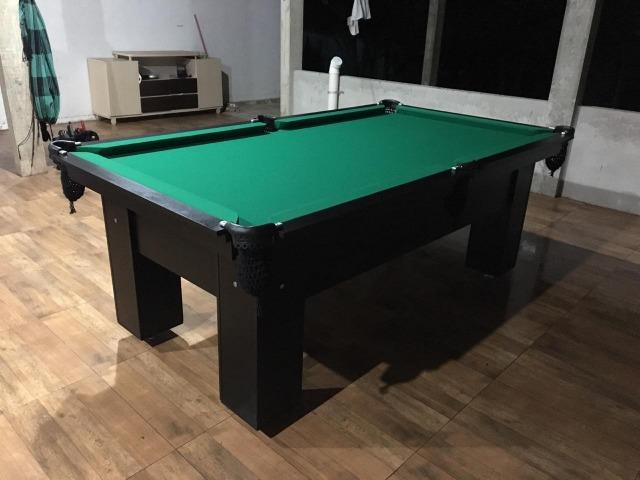 Mesa Charme de Bilhar e Jantar Cor Preta Tecido Verde Mod. MWUO27MT - Foto 2