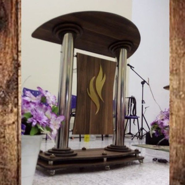 Púlpito de Madeira e Aço Inox modelo-Getsêmani para igrejas e capelas - Foto 5