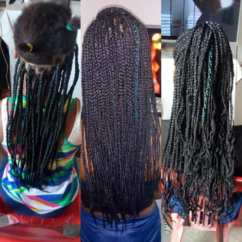 Tranças, dreads, box braids, mega hair etc