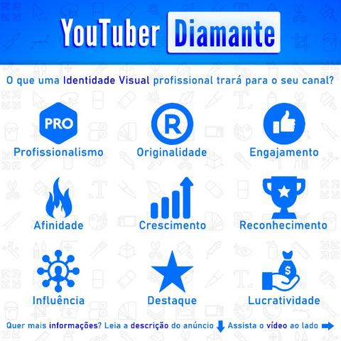 Youtuber Diamante | Identidade Visual Completa + Camisa, adesivos e cartões + 8 Bônus - Foto 2