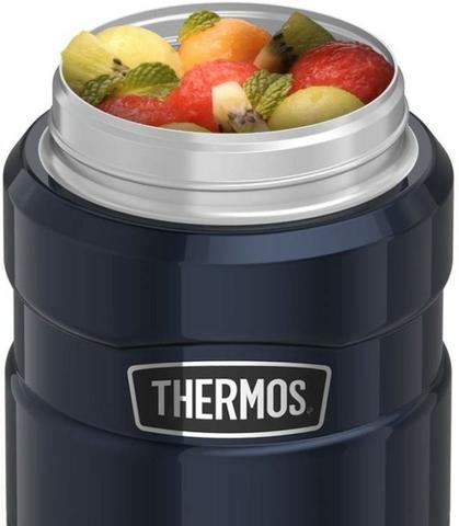 Marmita Térmica 710 ml Inox Thermos 14h Quente 24h Frio Azul - Foto 4