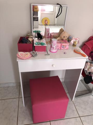 Penteadeira infantil com Puff rosa - Foto 2