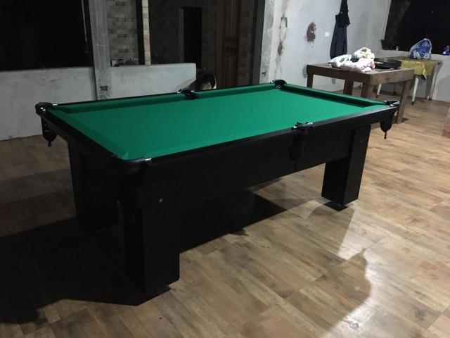 Mesa Charme de Bilhar e Jantar Cor Preta Tecido Verde Mod. MWUO27MT - Foto 3